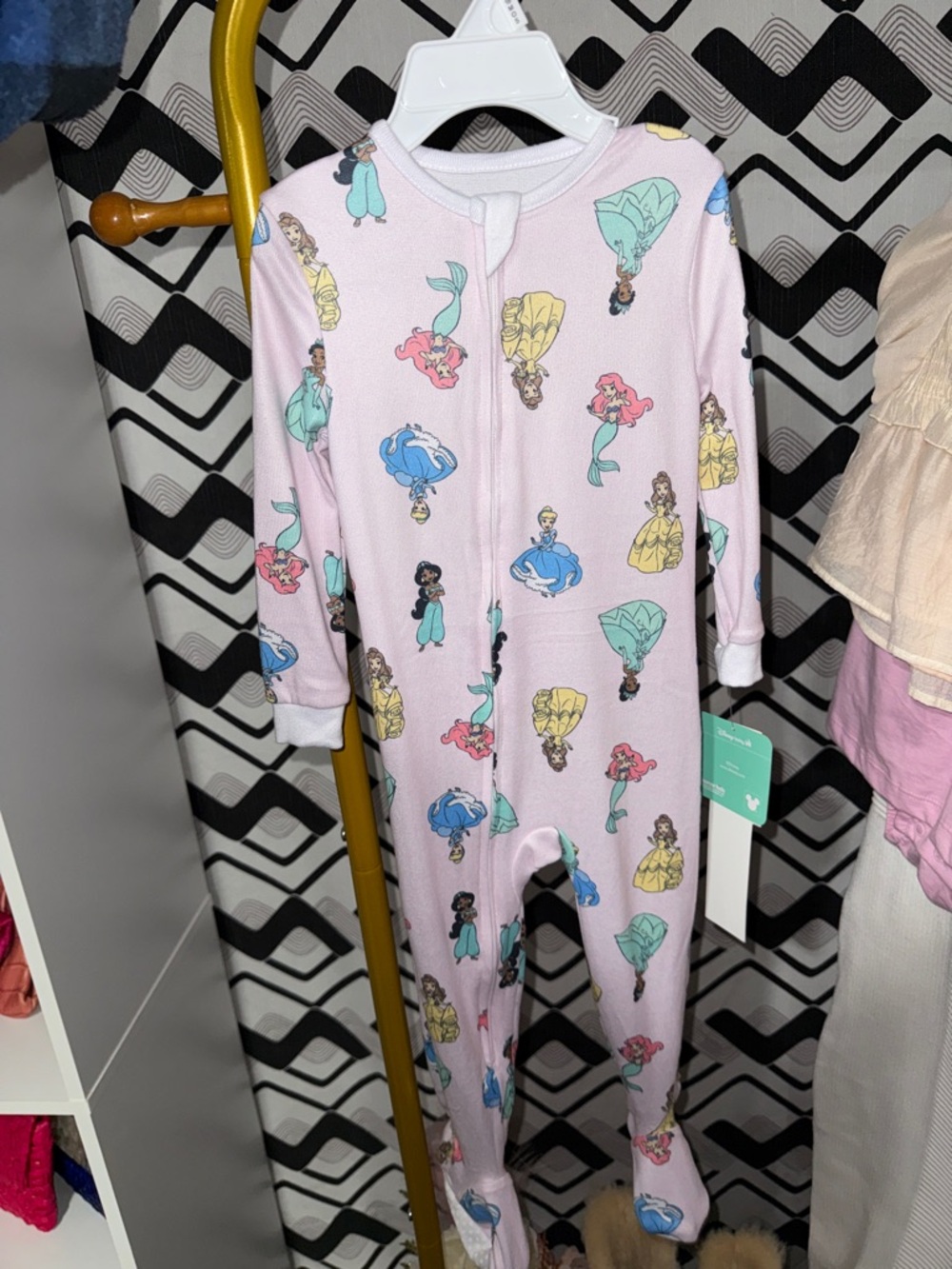 Disney Pink Princess Print Footed One-Piece Pajamas